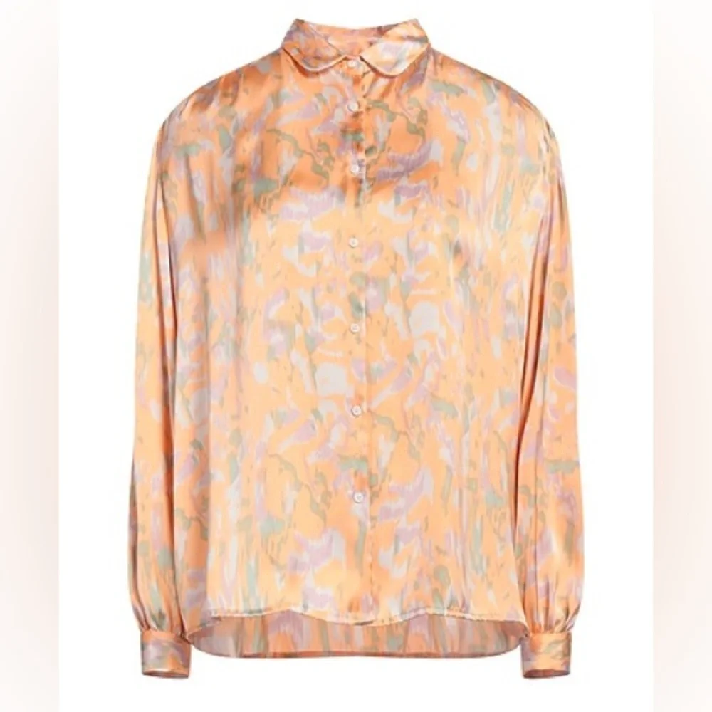 Maje Cifalisa Peter Pan Collar long sleeve button down blouse Shirt - Picture 2 of 12